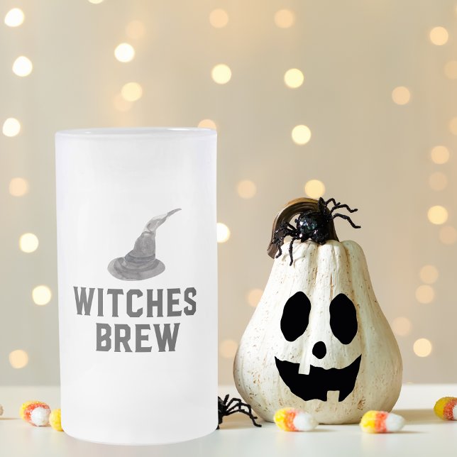 Witches Brew | Happy Halloween | Witches Hat Frosted Glass Beer Mug (Creator Uploaded)