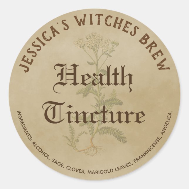 Witches Brew Health Tinture Classic Round Sticker (Front)