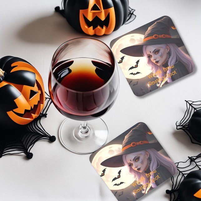 Witches Brew Resting Spot Square Paper Coaster (Creator Uploaded)