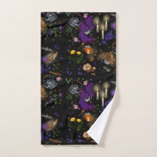 Witches Brew Tea and Cottagecore Pattern Bath Towel Set