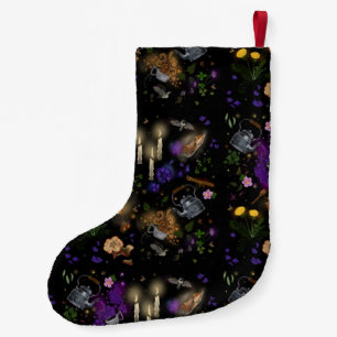 Witches Brew Tea and Cottagecore Pattern Small Christmas Stocking