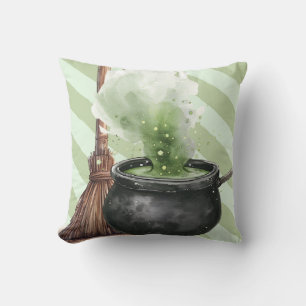Witches broom and cauldron cushion