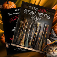 Witches Brooms Town Meeting Halloween Invitation