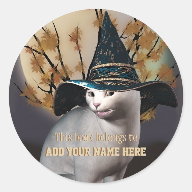 Witches Cat Bookplate Sticker (Front)