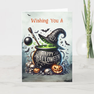 Witches Cauldron Happy Halloween Holiday Card
