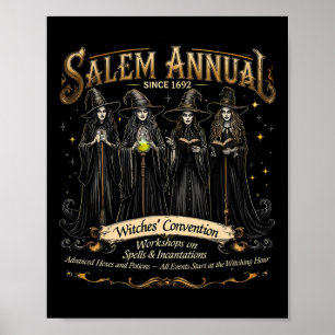 Witches Convention Halloween Vintage Girls Salem A Poster