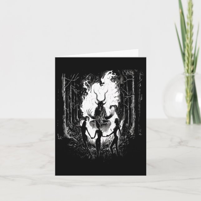 Witches Dancing With Baphomet Occult Witch Gothic  Card (Front)