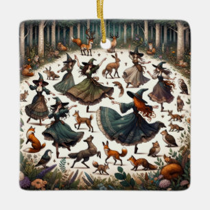 Witches Dans: Enchanted Forest Gathering Ceramic Ornament