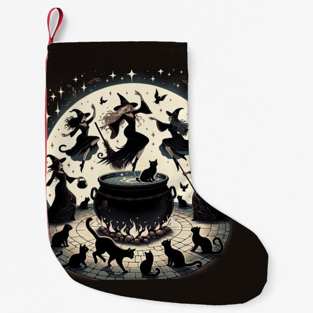 Witches Dans: Enchanted Forest Gathering Small Christmas Stocking (Front)