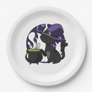 Witches Familiar Black Cat Paper Plate