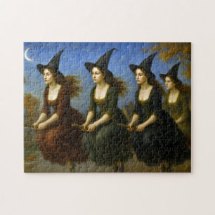 Witches flying on the brooms jigsaw puzzle