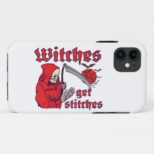 WITCHES GET STITCHES funny scary halloween Case-Mate iPhone Case