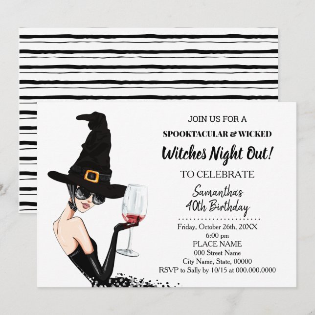 Witches girls night out halloween Birthday party Invitation (Front/Back)