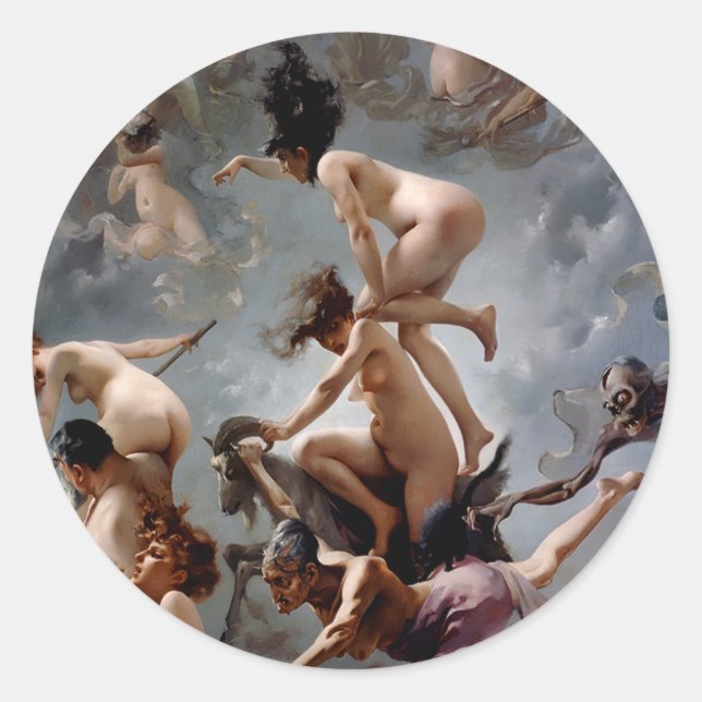 Witches Going to The Sabbath - Luis Ricardo Falero Classic Round Sticker (Front)