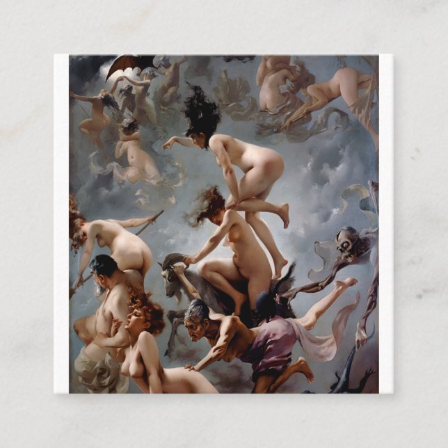 Witches Going to The Sabbath - Luis Ricardo Falero Square Business Card (Front)