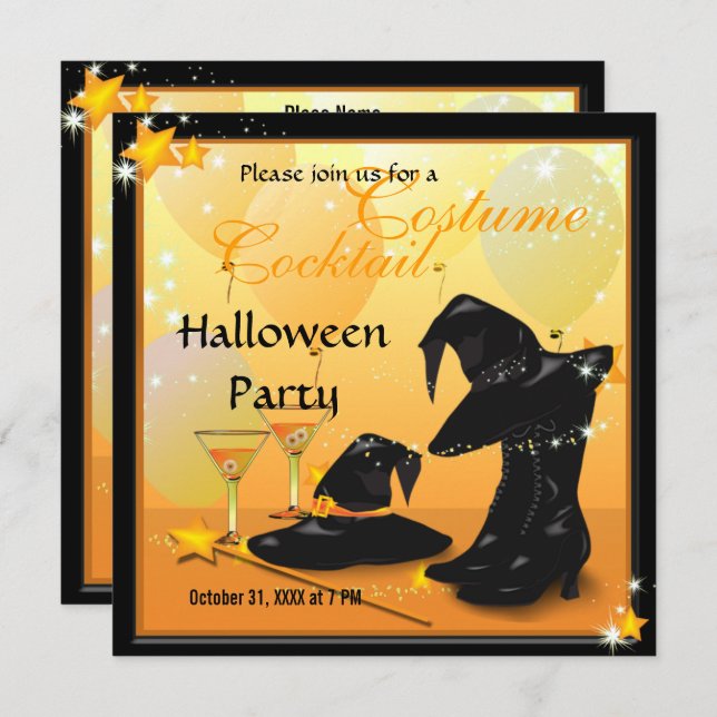 Witches Halloween Enchanting Cocktail Witch Party Invitation (Front/Back)