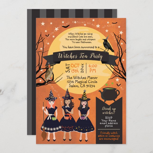 Witches Halloween Party Invitation (Front/Back)
