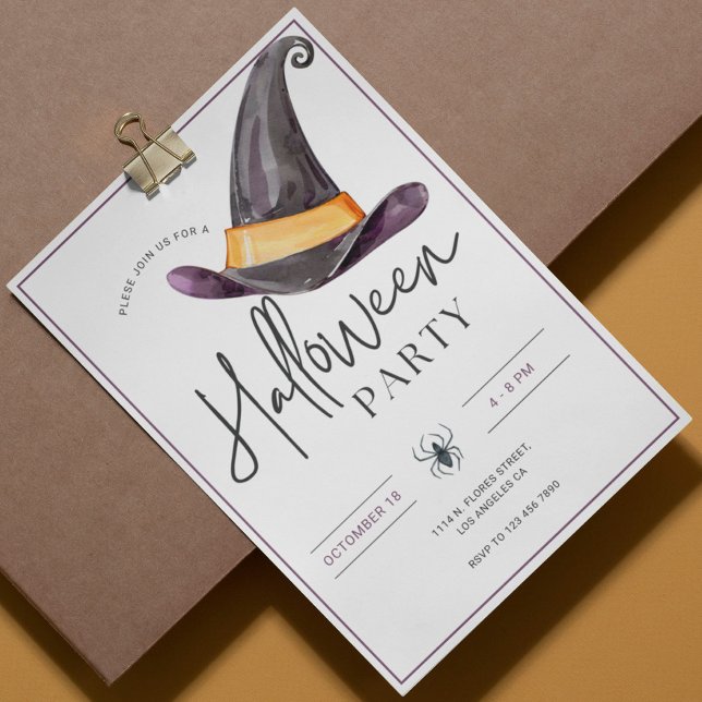 Witches Hat Minimalistic Halloween Party Invitatio Invitation (Creator Uploaded)