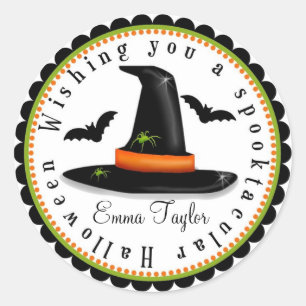 Witches Hat Spiders Bats Halloween Treat Stickers