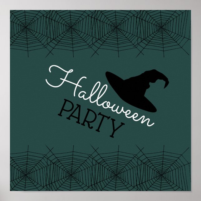 Witches Hat & Web, Halloween Party Poster (Front)