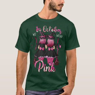 Witches In October We Wear Pink Autumn Fall Breast T-Shirt