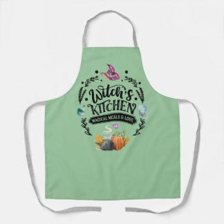 Witches Kitchen Magical Meals and Love Apron Green