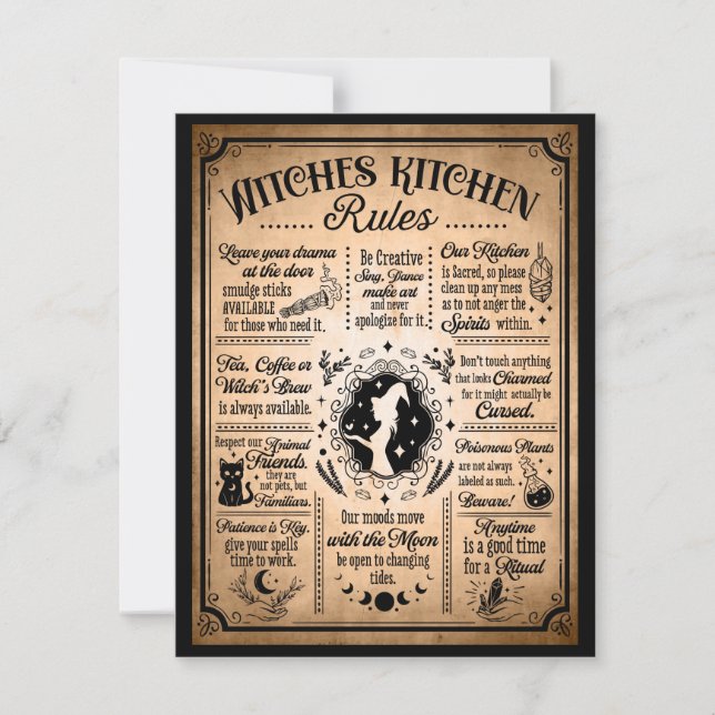 Witches Kitchen Rules Vintage Halloween Card (Front)