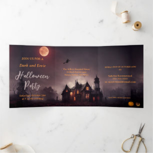 Witches Lair Halloween Party Tri-Fold Invitation