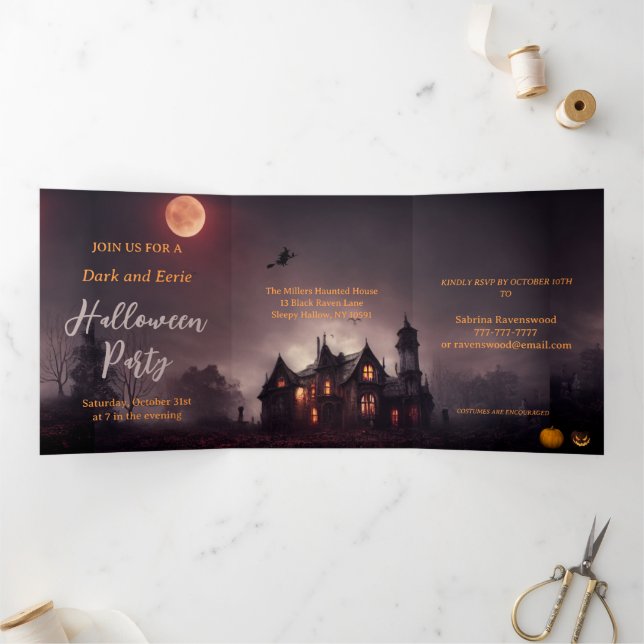 Witches Lair Halloween Party Tri-Fold Invitation (Inside)