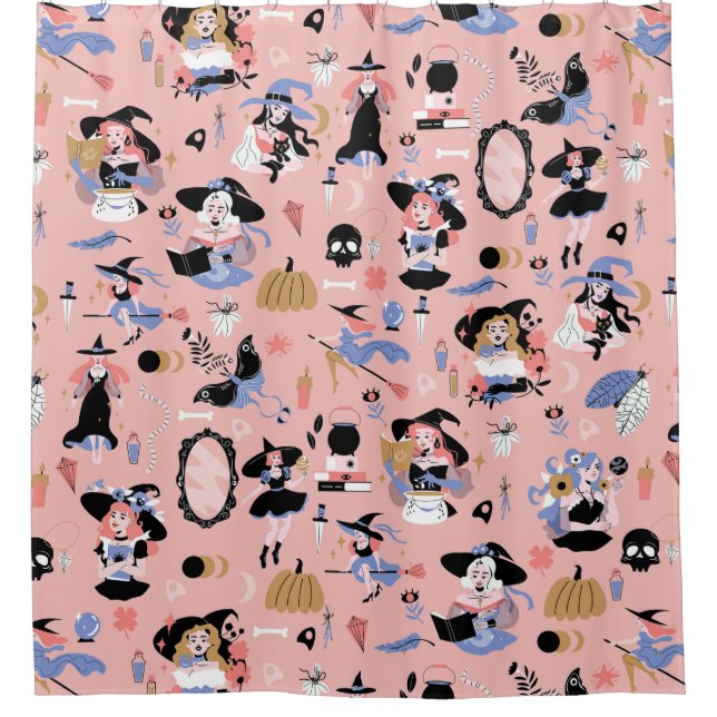 witches magic occult fantasy whimsical witchcraft shower curtain (Front)