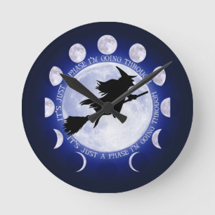 Witches Moon Phase Round Clock