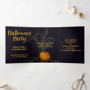 Witches Night Halloween Party Tri-Fold Invitation
