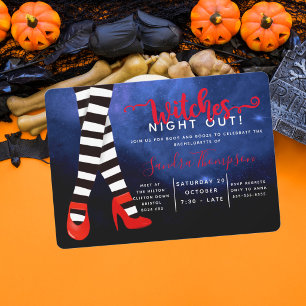 witches night out halloween bachelorette party invitation