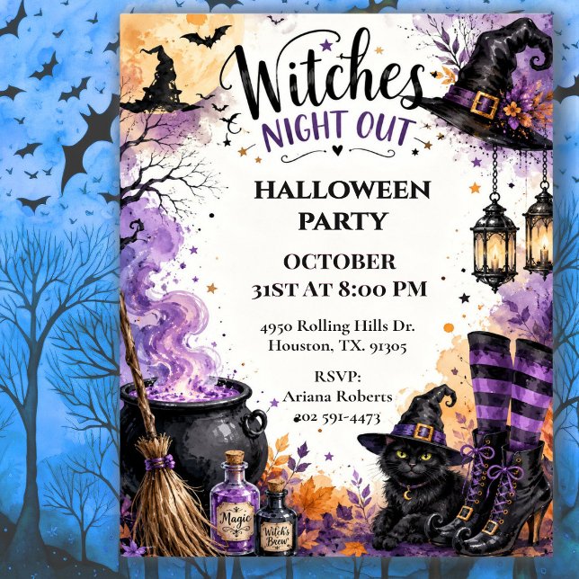Witches Night Out Halloween Party Invitation (Creator Uploaded)