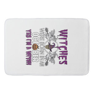 Witches October Halloween Skull Witch Hat Pumpkin_ Bath Mat
