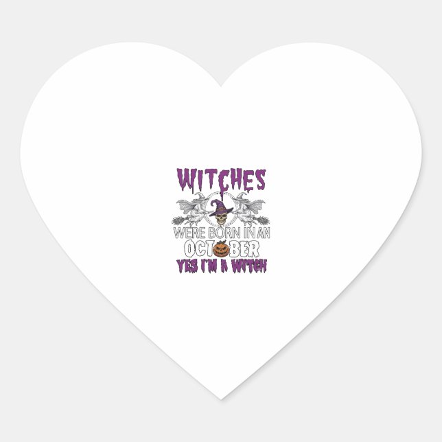 Witches October Halloween Skull Witch Hat Pumpkin_ Heart Sticker (Front)