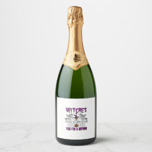 Witches October Halloween Skull Witch Hat Pumpkin_ Sparkling Wine Label