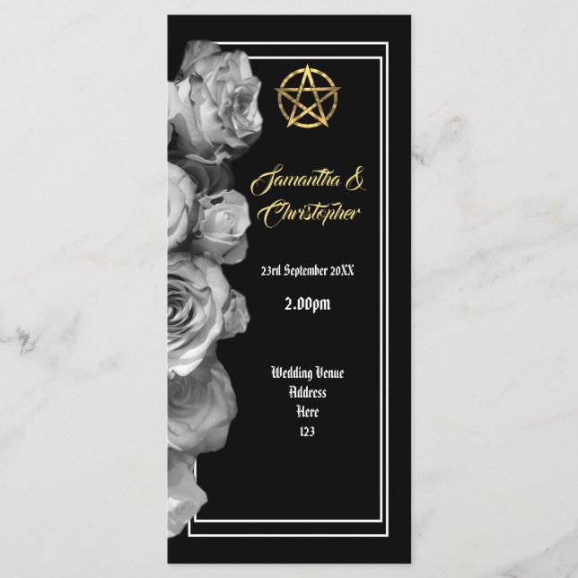 Witches pentacle wedding program programme (Front)