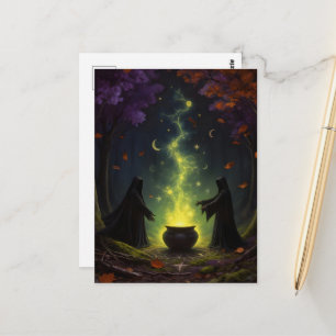 Witches Perform Magick in Forest Postcard