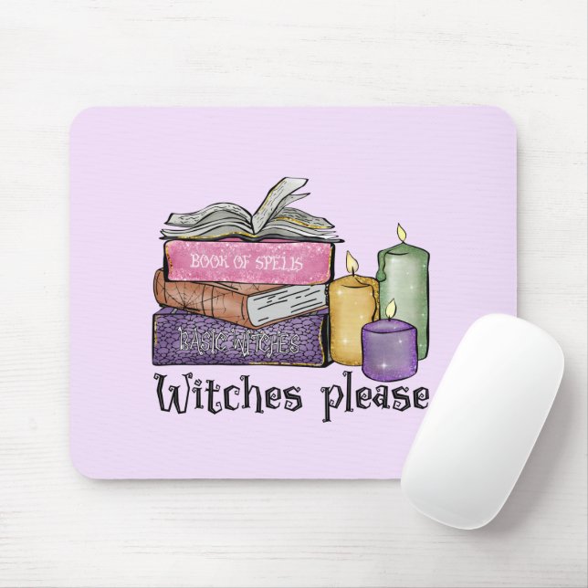 Witches Please – Stack of Witchy Books Mouse Pad (With Mouse)