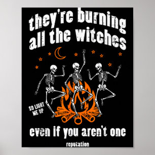 Witches Skeletons Dancing Funny Halloween Costume  Poster