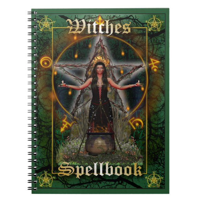Witches Spellbook - Earth Element (Green Cover) Spiral Notebook (Front)