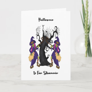 Witches Strummin on Their Brooms Card