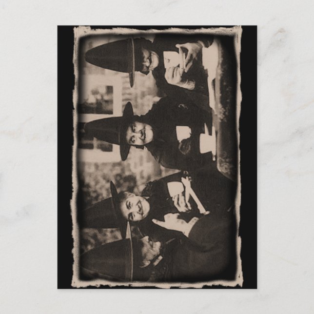 Witches Tea Party – old black/white Postcard (Front)