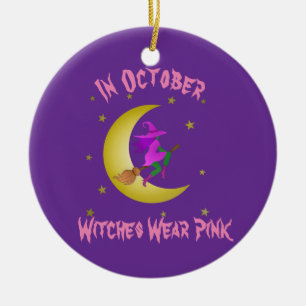 Witches Wear Pink In October Thunder_Cove Ceramic Tree Decoration