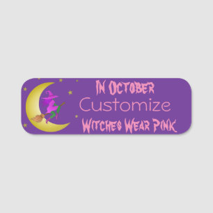 Witches Wear Pink In October Thunder_Cove Name Tag