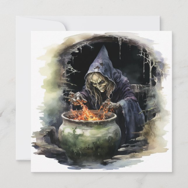 "Witches & Whiskey Whirl" Halloween  Invitation (Front)