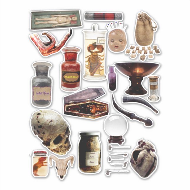 Witches Witchcraft magic Tools Collage sheet  (Front)