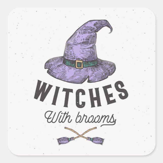 Witches with Brooms Square Sticker (Front)