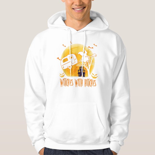 Witches with Hitches Funny Halloween Camping Hoodie (Front)